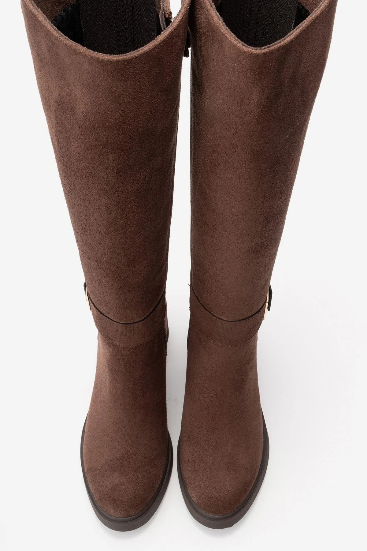 MORENİ - Brown Genuine Leather Knee-High Block Heel Boot (Women) - Image 4