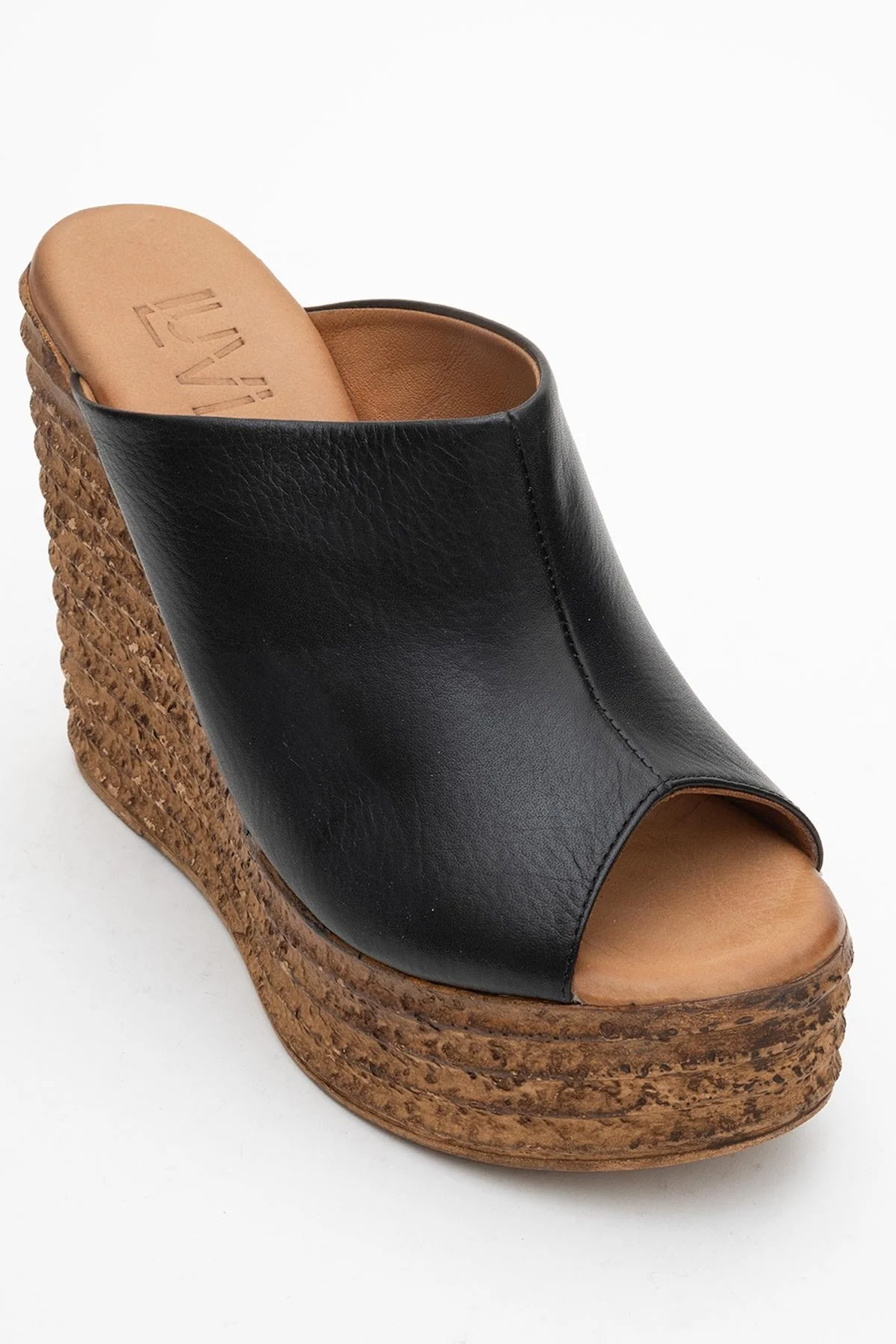 Nelly Black Leather Platform Slide (Women) - Image 3