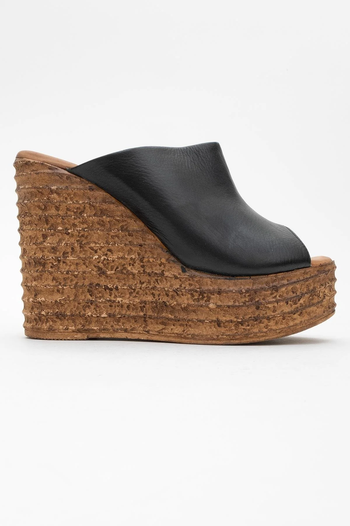 Nelly Black Leather Platform Slide (Women) - Image 6