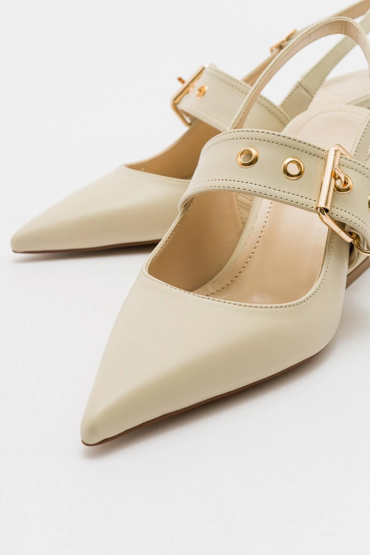 Nepido - Off-White Pointed Toe Backless Block Heel Shoe (Women) - Image 3