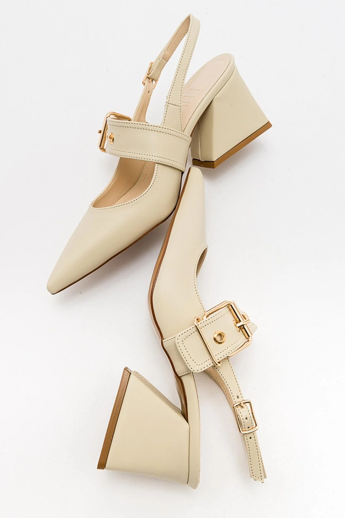 Nepido - Off-White Pointed Toe Backless Block Heel Shoe (Women) - Image 4