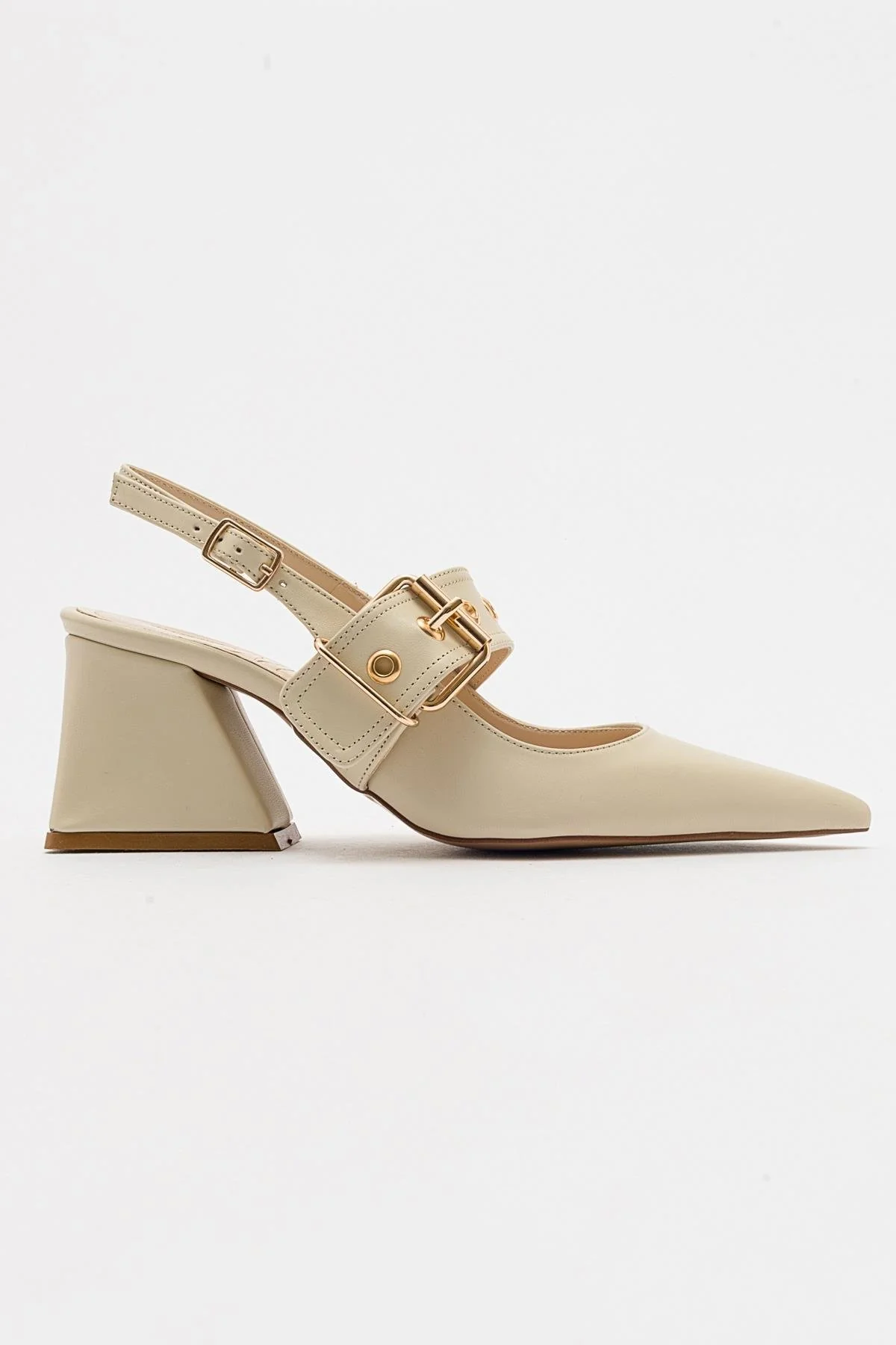 Nepido - Off-White Pointed Toe Backless Block Heel Shoe (Women) - Image 6