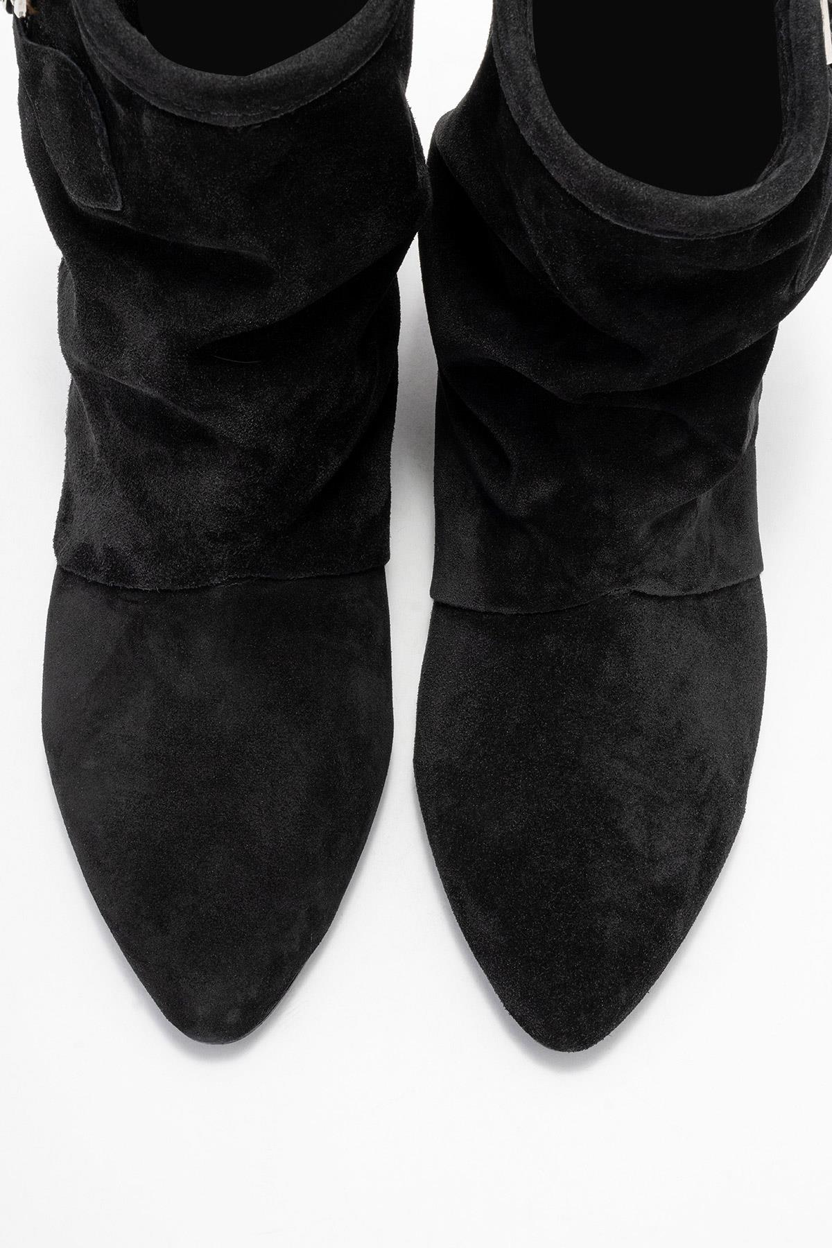 Noar - Black Genuine Leather Ruched Zip Boot (Women) - Image 2