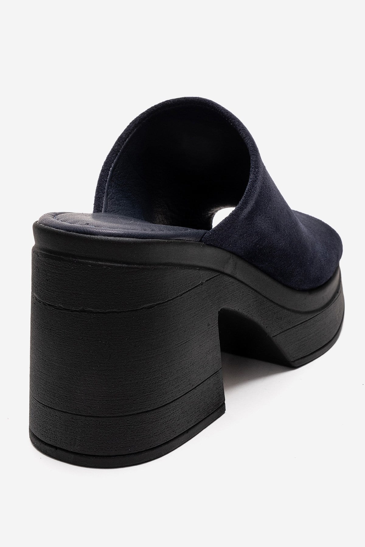 NOLA - Navy Genuine Leather Block Heel Slide (Women) - Image 5