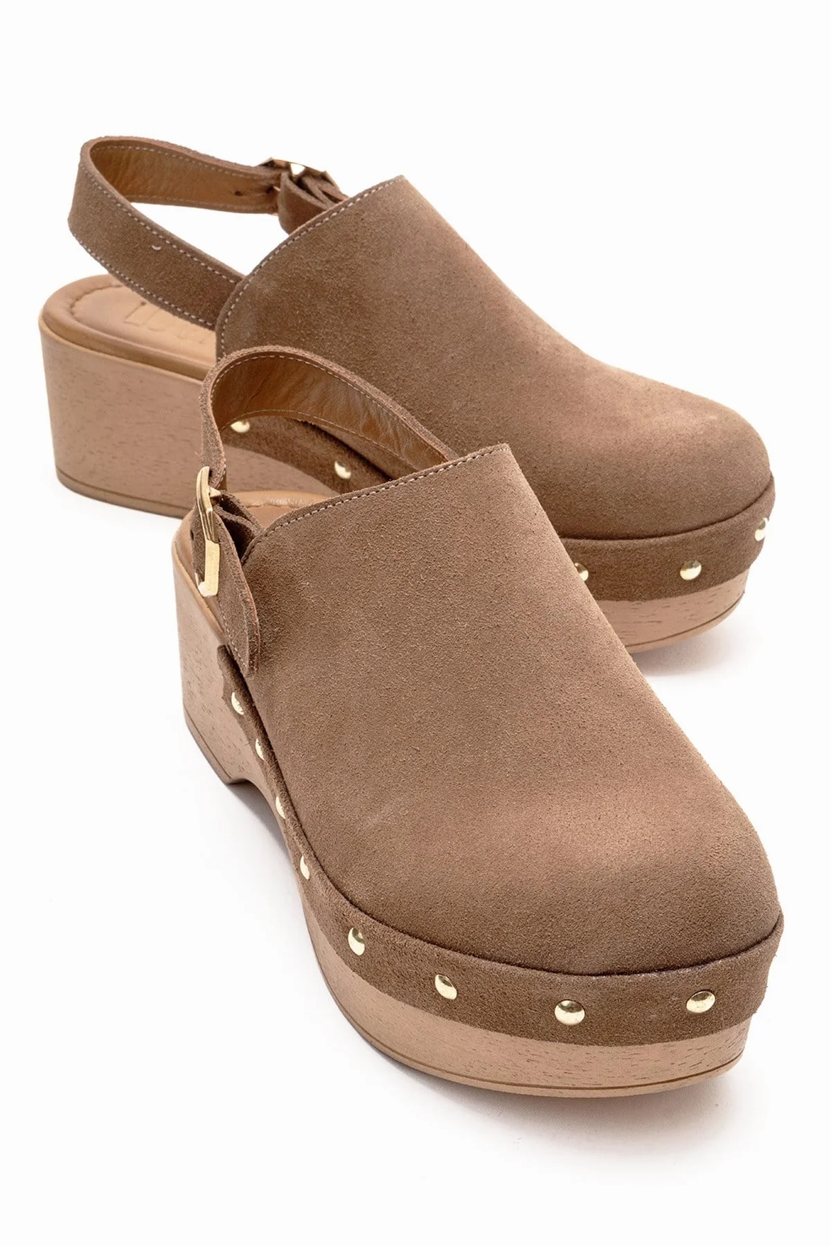 NORDEN - Camel Genuine Leather Platform Heel Sandal (Women)