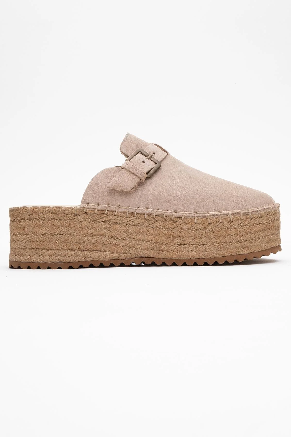 Novas - Beige Suede Leather Platform Espadrille Mule (Women) - Image 6