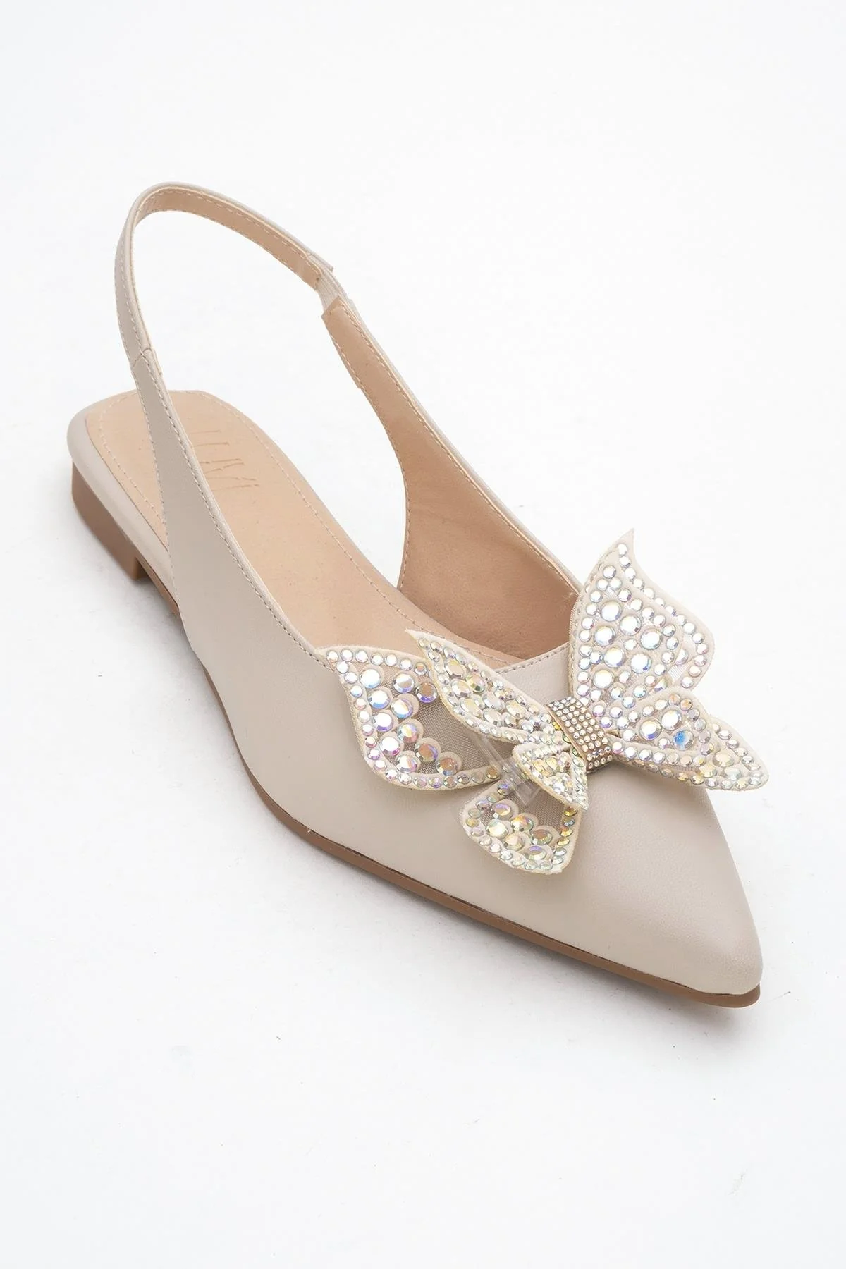 Oriol - Beige Pointed Toe Open-Back Ballet Flat (Women) - Image 3
