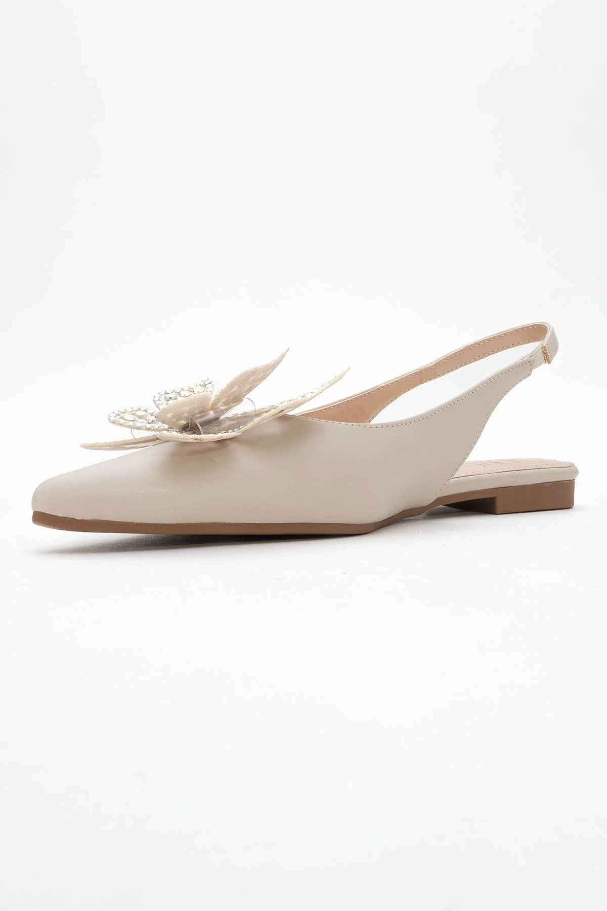 Oriol - Beige Pointed Toe Open-Back Ballet Flat (Women) - Image 4