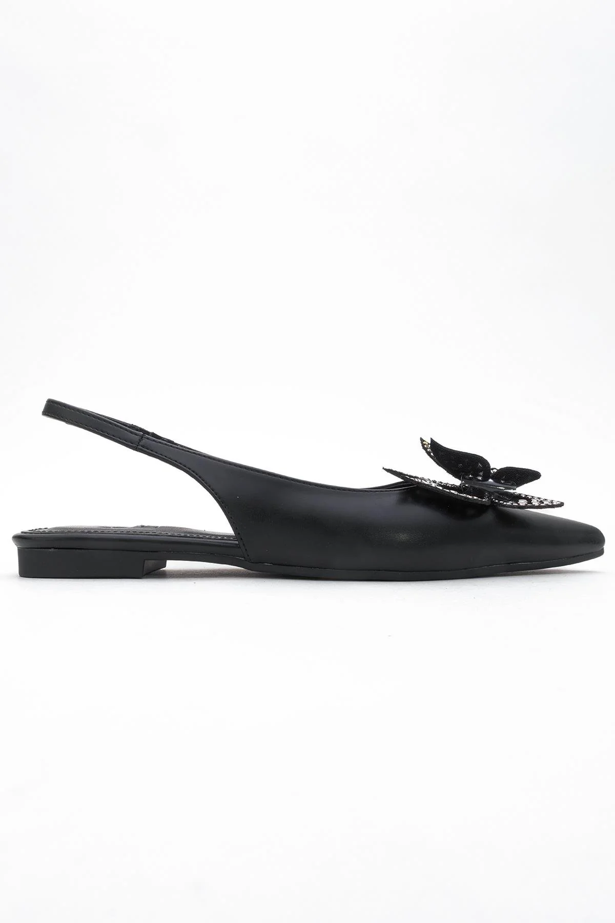 Oriol - Black Pointed Toe Open-Back Ballet Flat (Women) - Image 6