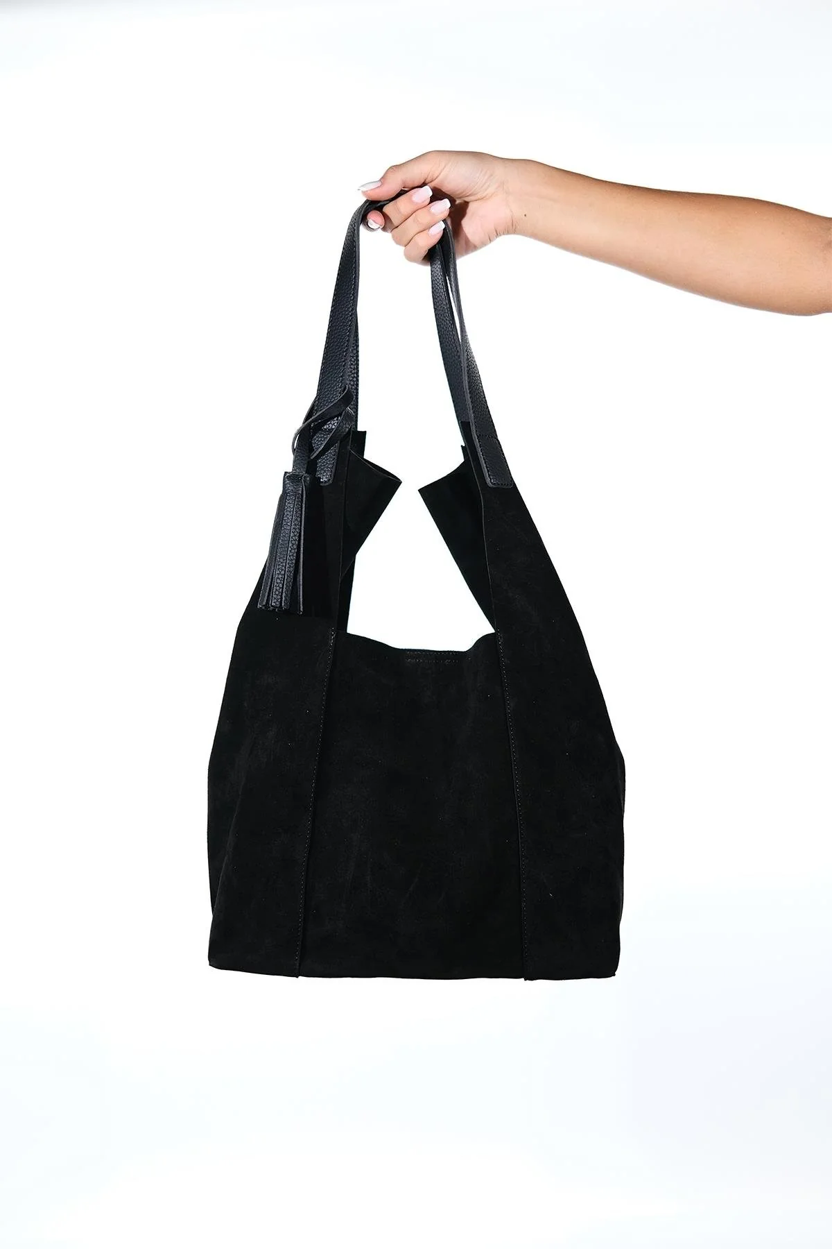 ORLITHA - Black Genuine Suede Leather Shoulder Bag (Women) - Image 4