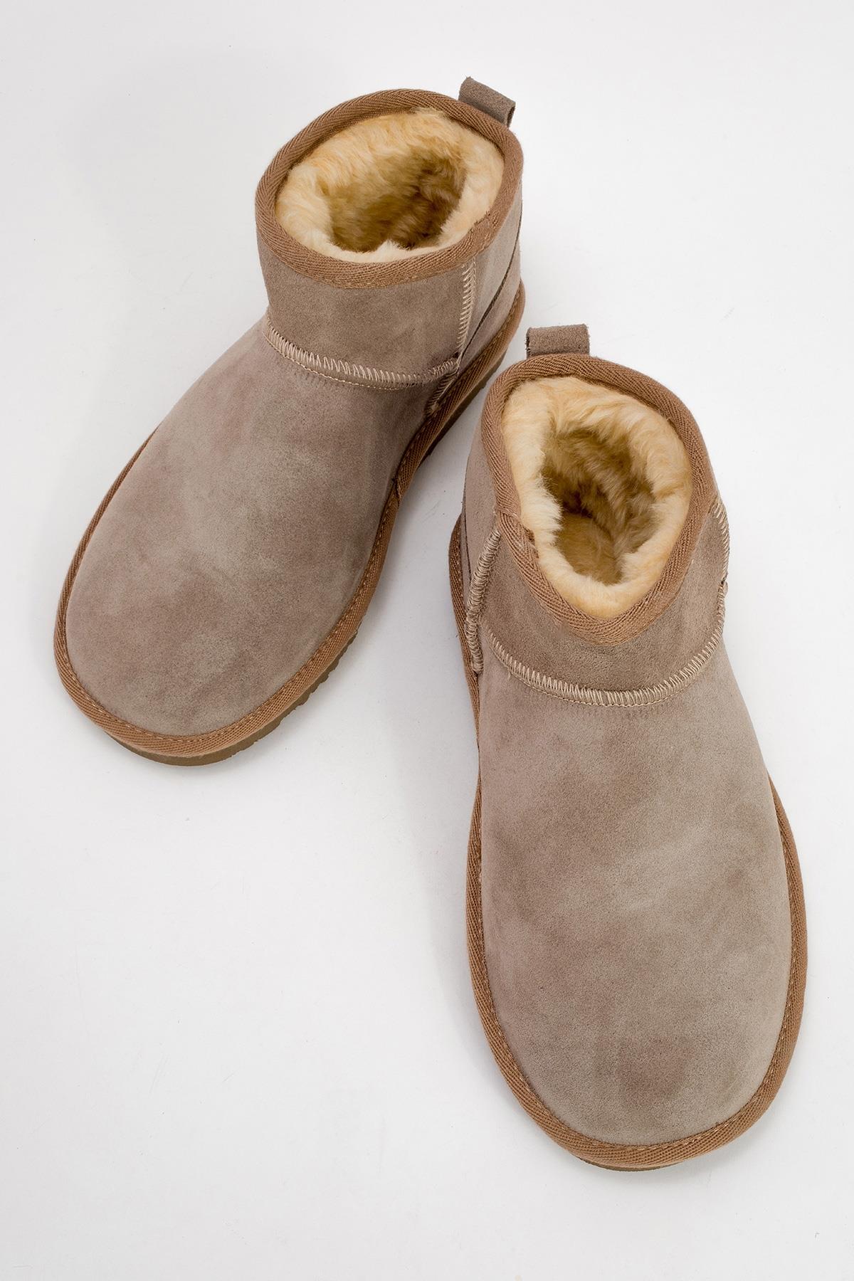 Pair Beige Suede Leather Ankle Boot (Women) - Image 2