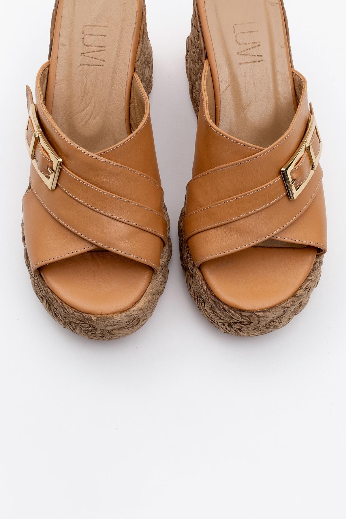 Palmas - Cognac Brown Leather Platform Sandal (Women) - Image 2