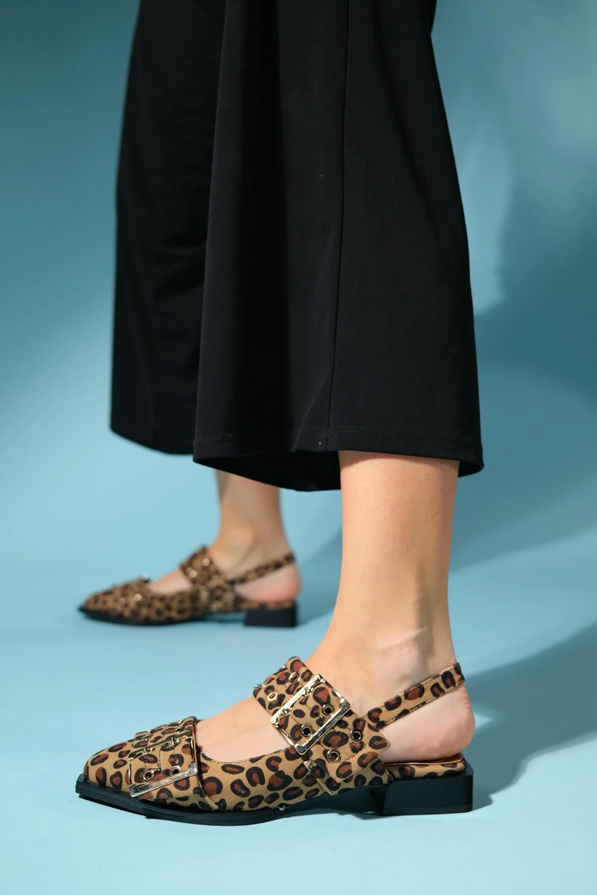 Paloma - Black Yellow Patterned Gold Buckle Sandal (Women) - Image 4