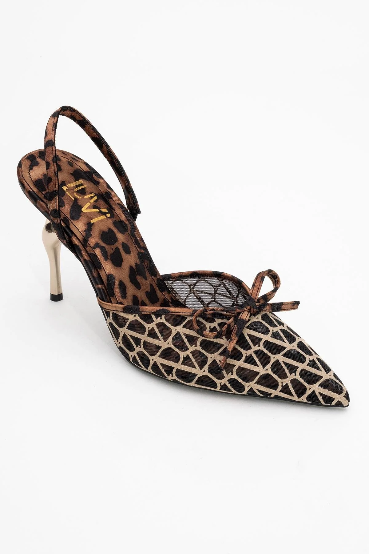 Peony - Black And Yellow Mesh Bow Pointed Toe Pump (Women) - Image 3