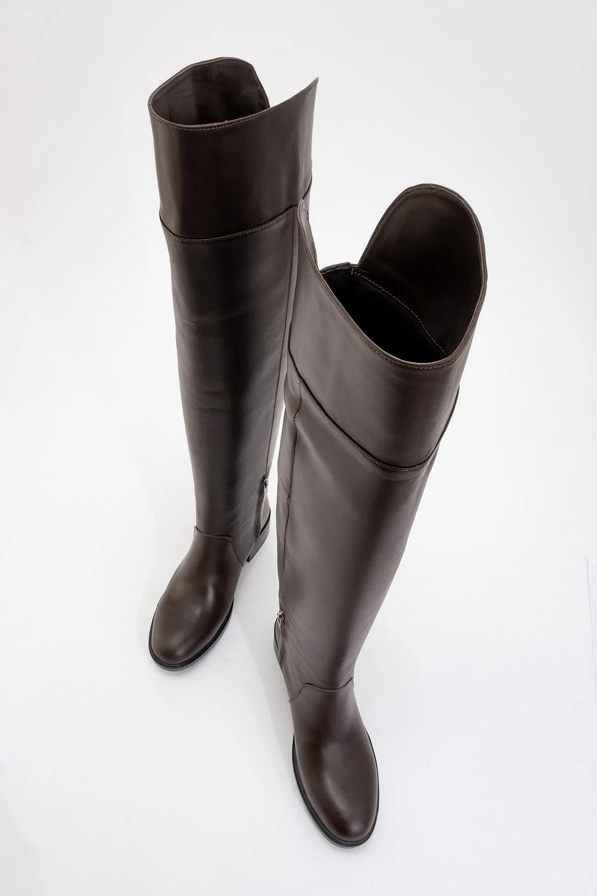 Petya - Brown Genuine Leather Over-The-Knee Boot (Women) - Image 2