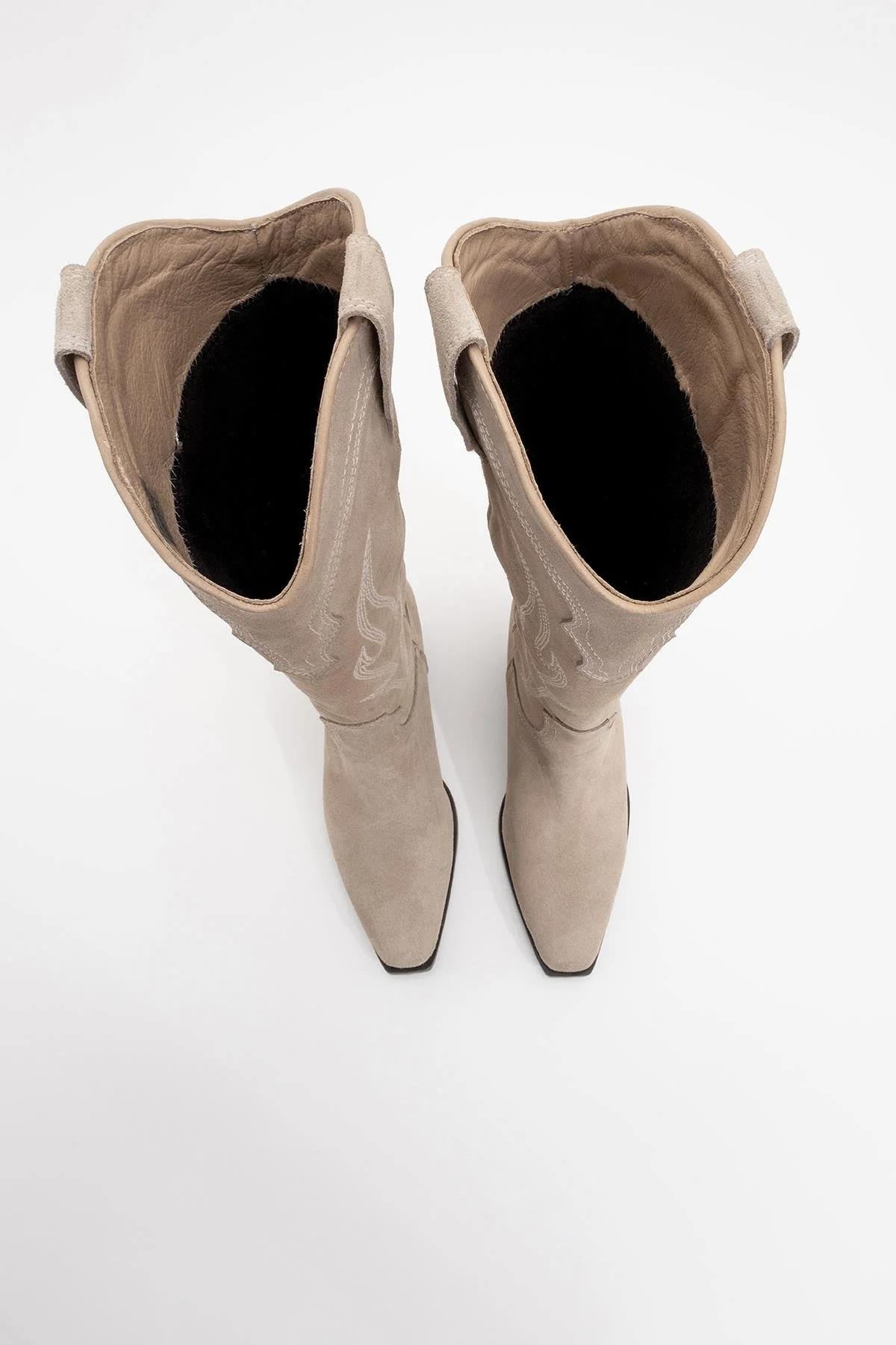 Pietro - Beige Suede Genuine Leather Western Boot (Women) - Image 2
