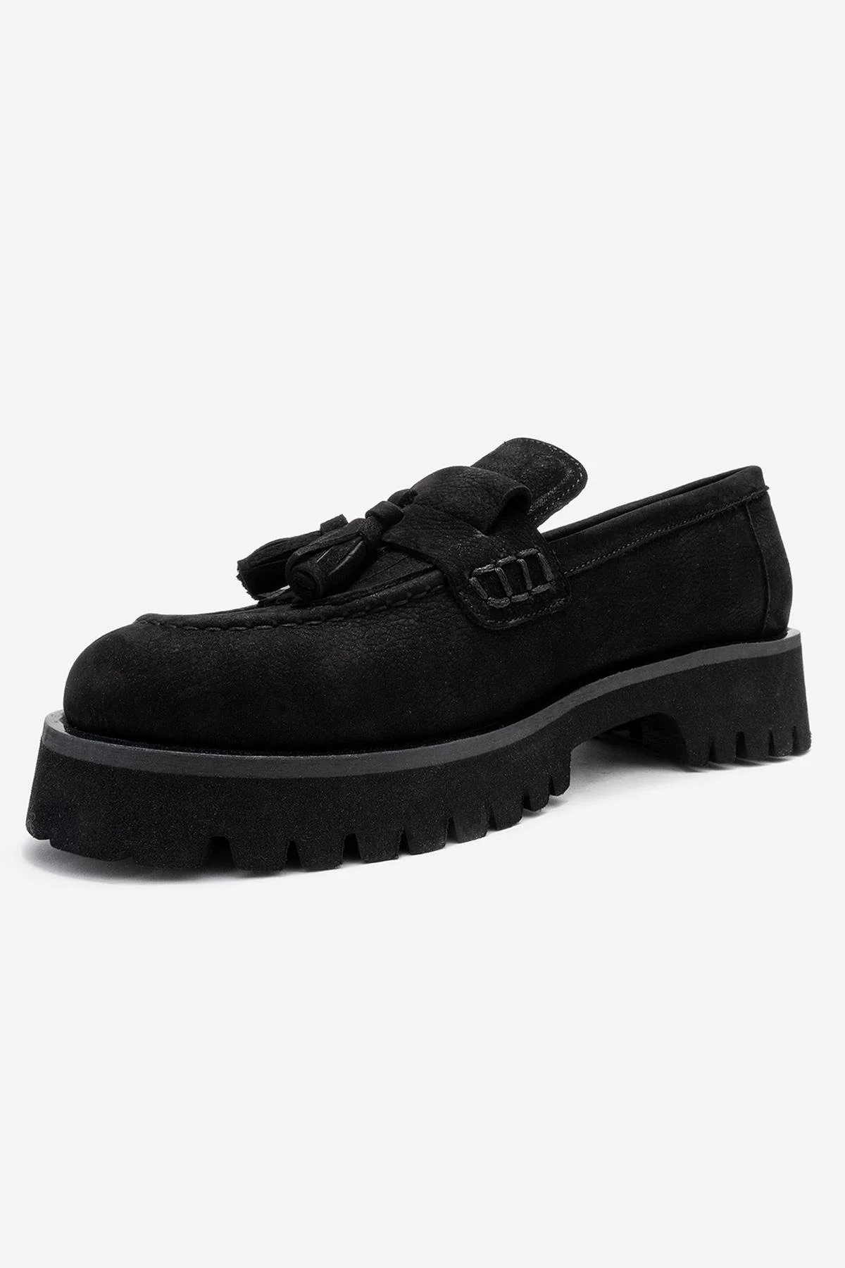 Poen - Black Nubuck Genuine Leather Tassel Loafer (Women) - Image 4