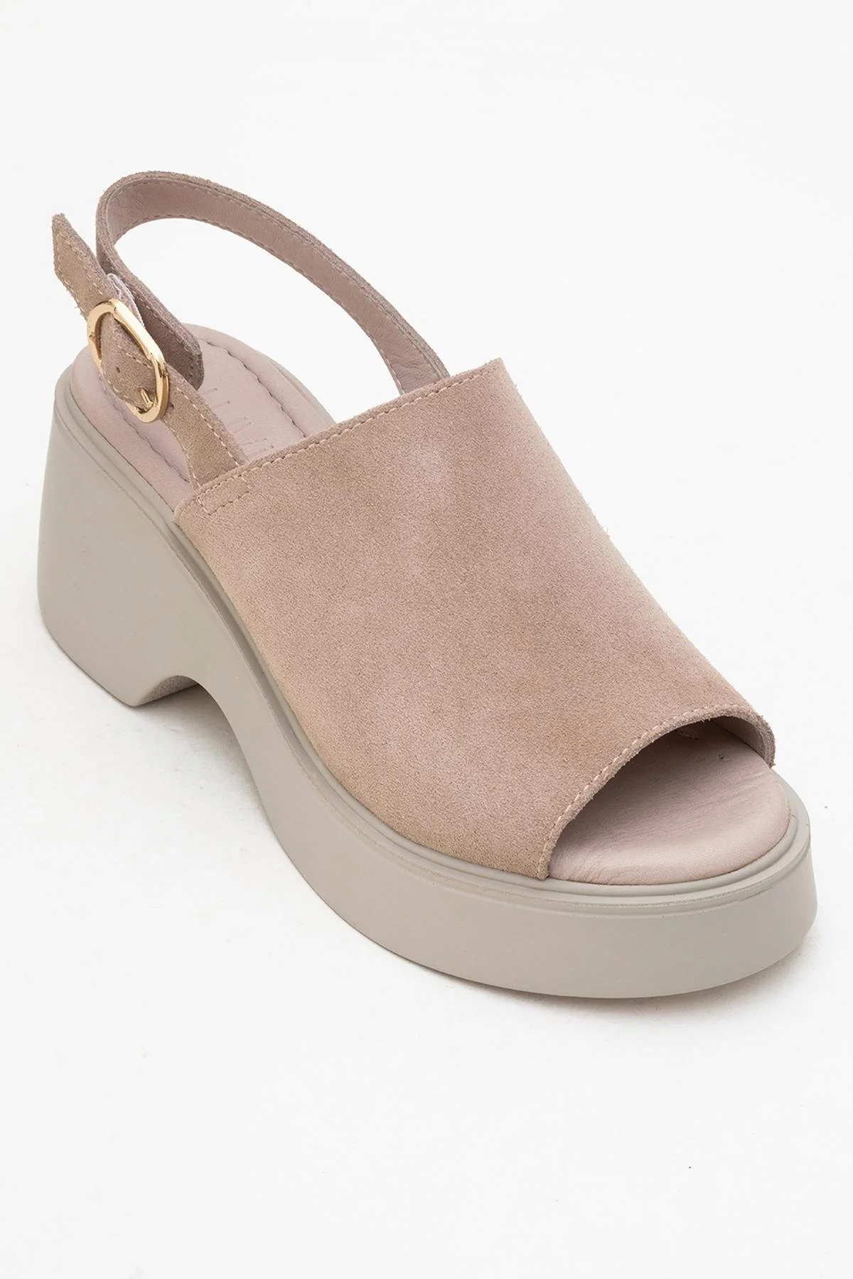 Power - Dark Beige Suede Leather Platform Wedges - Image 3