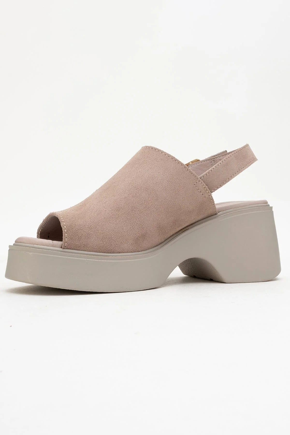 Power - Dark Beige Suede Leather Platform Wedges - Image 4