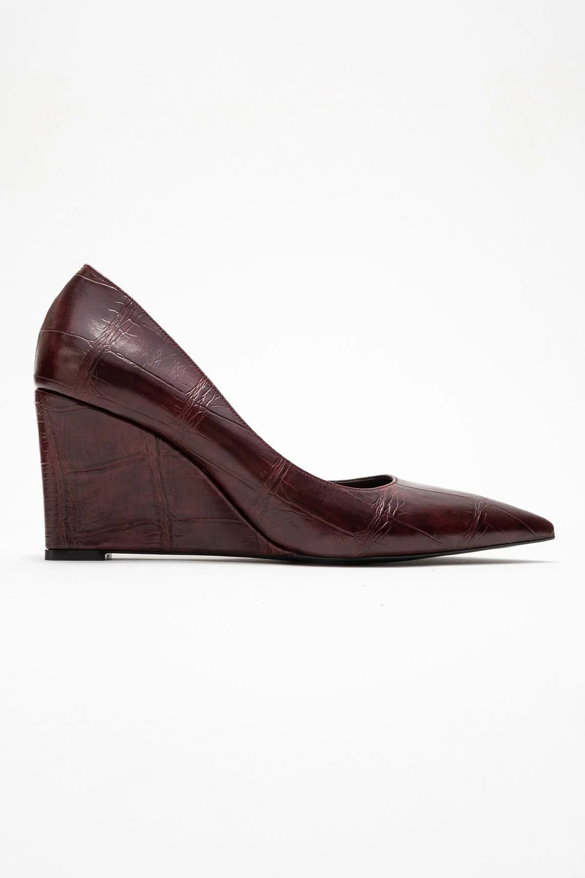 Puera - Burgundy Printed Pointed Toe Wedge Heel Shoe (Women) - Image 6
