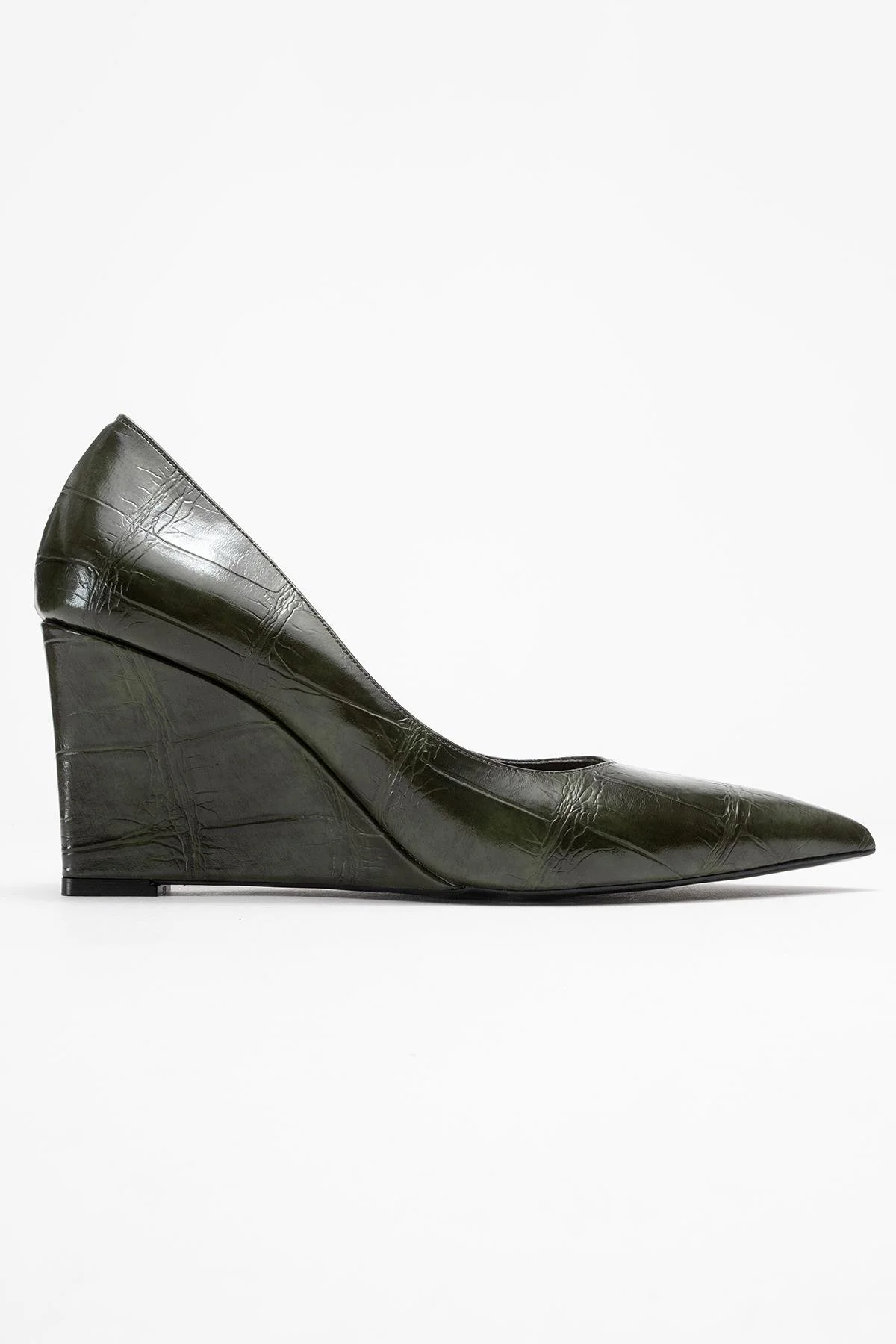 Puera - Green Printed Pointed Toe Wedge Heel Shoe (Women) - Image 6