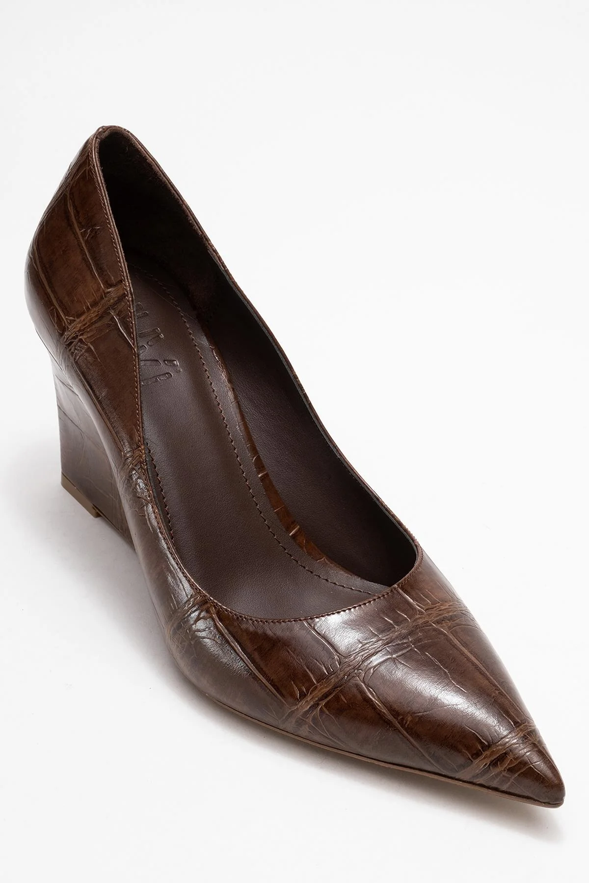 Puera - Tan Croc-Print Pointed Toe Platform Heel Shoe (Women) - Image 3
