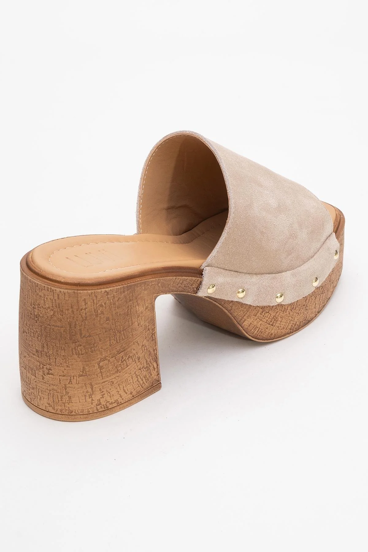 Pull - Beige Suede Leather Heeled Mules (Women) - Image 5
