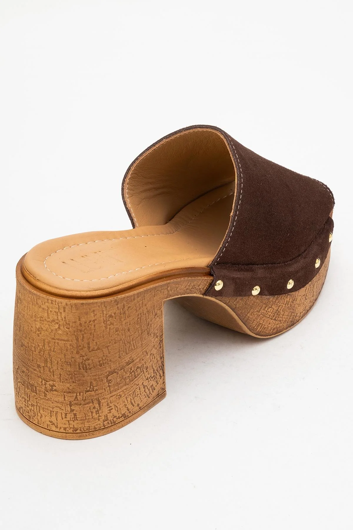Pull - Dark Brown Suede Leather Heeled Mules (Women) - Image 5