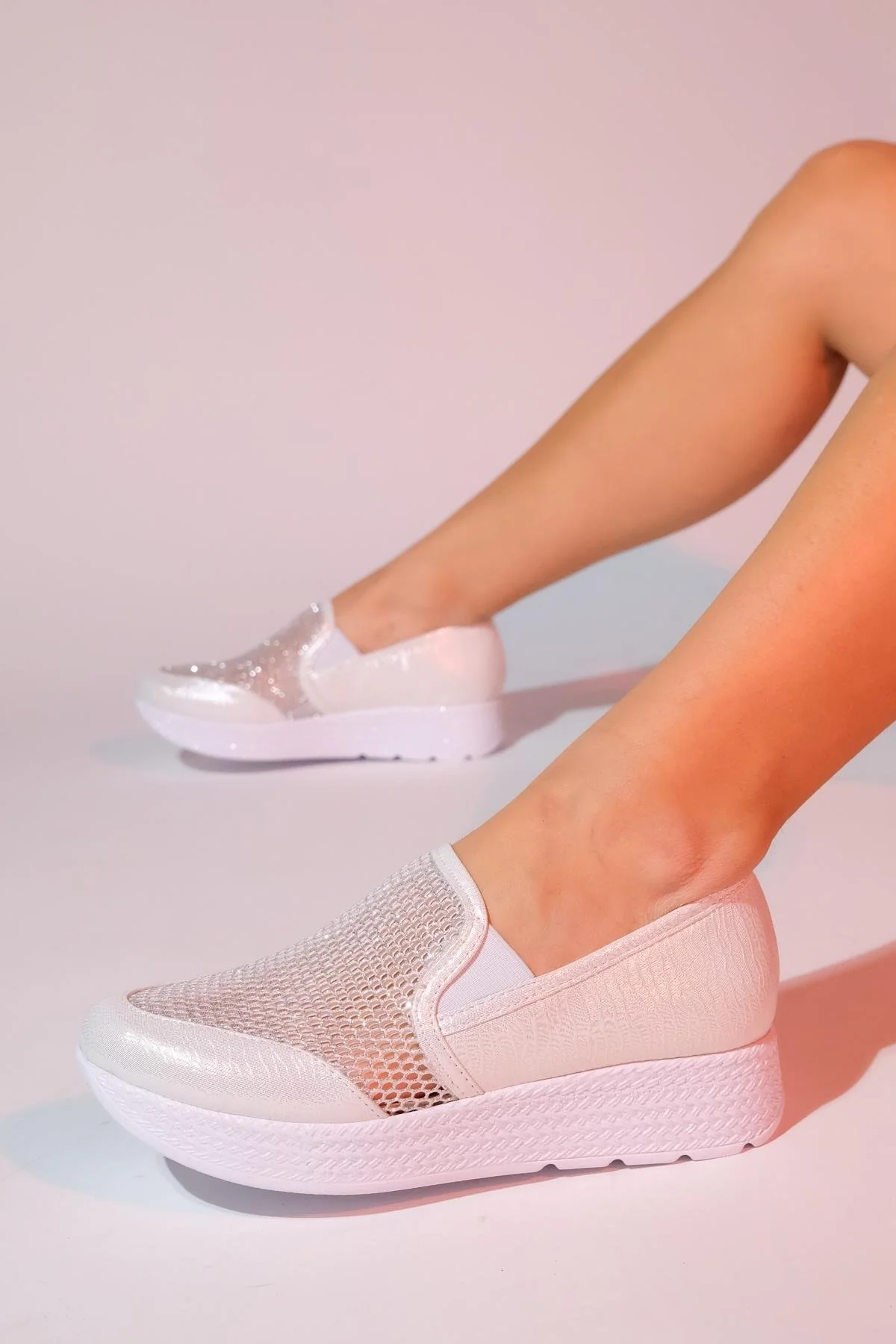 Purcan - Pearl Glitter Mesh Chunky Sole Casual Shoe (Women)