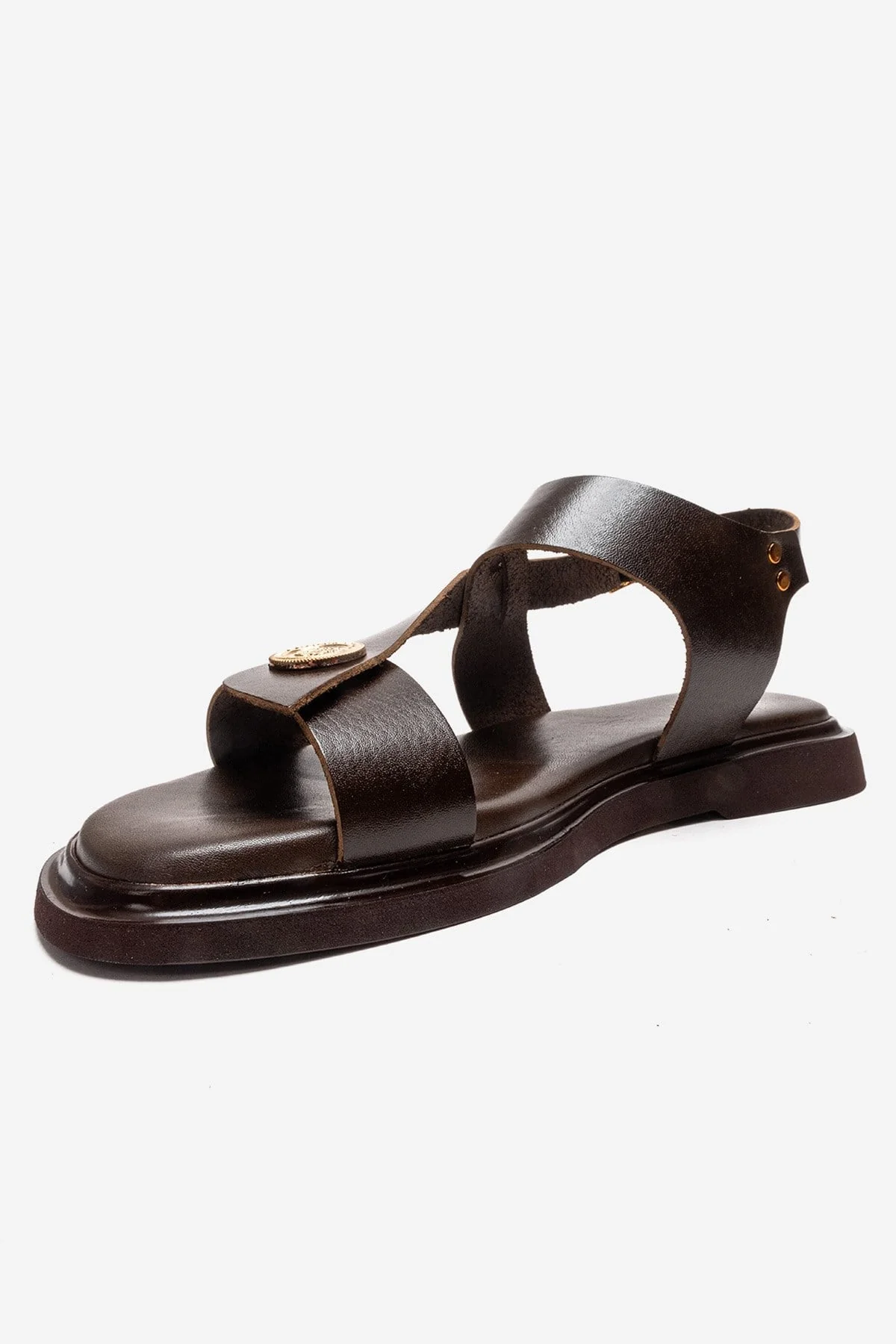 QUELLA - Brown Genuine Leather Buckle Sandal (Women) - Image 6