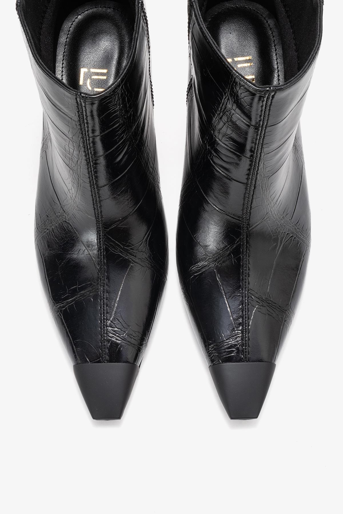 Rassel - Black Printed Pointed Toe Stiletto Boot (Women) - Image 2