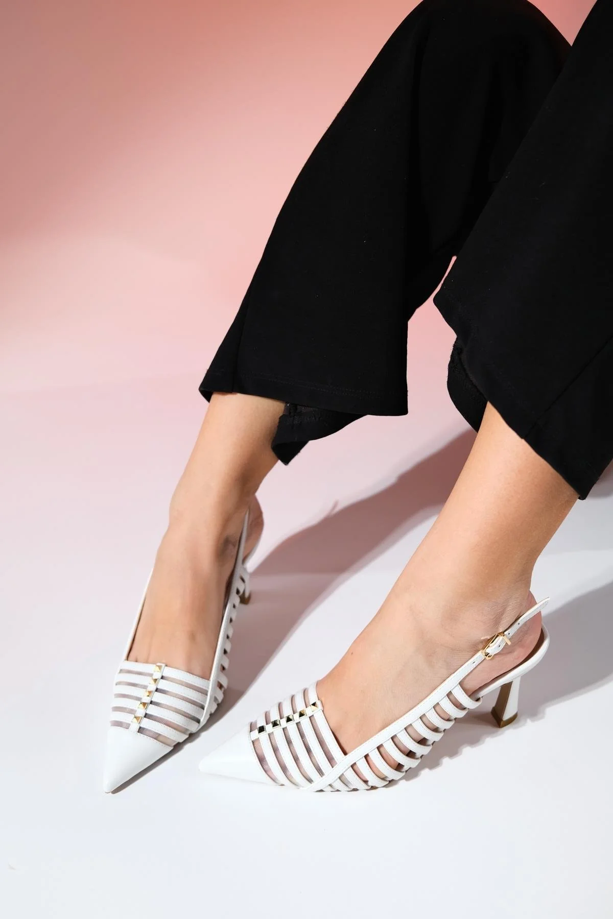Rennes - White Pointed Toe Strappy Stiletto (Women) - Image 6