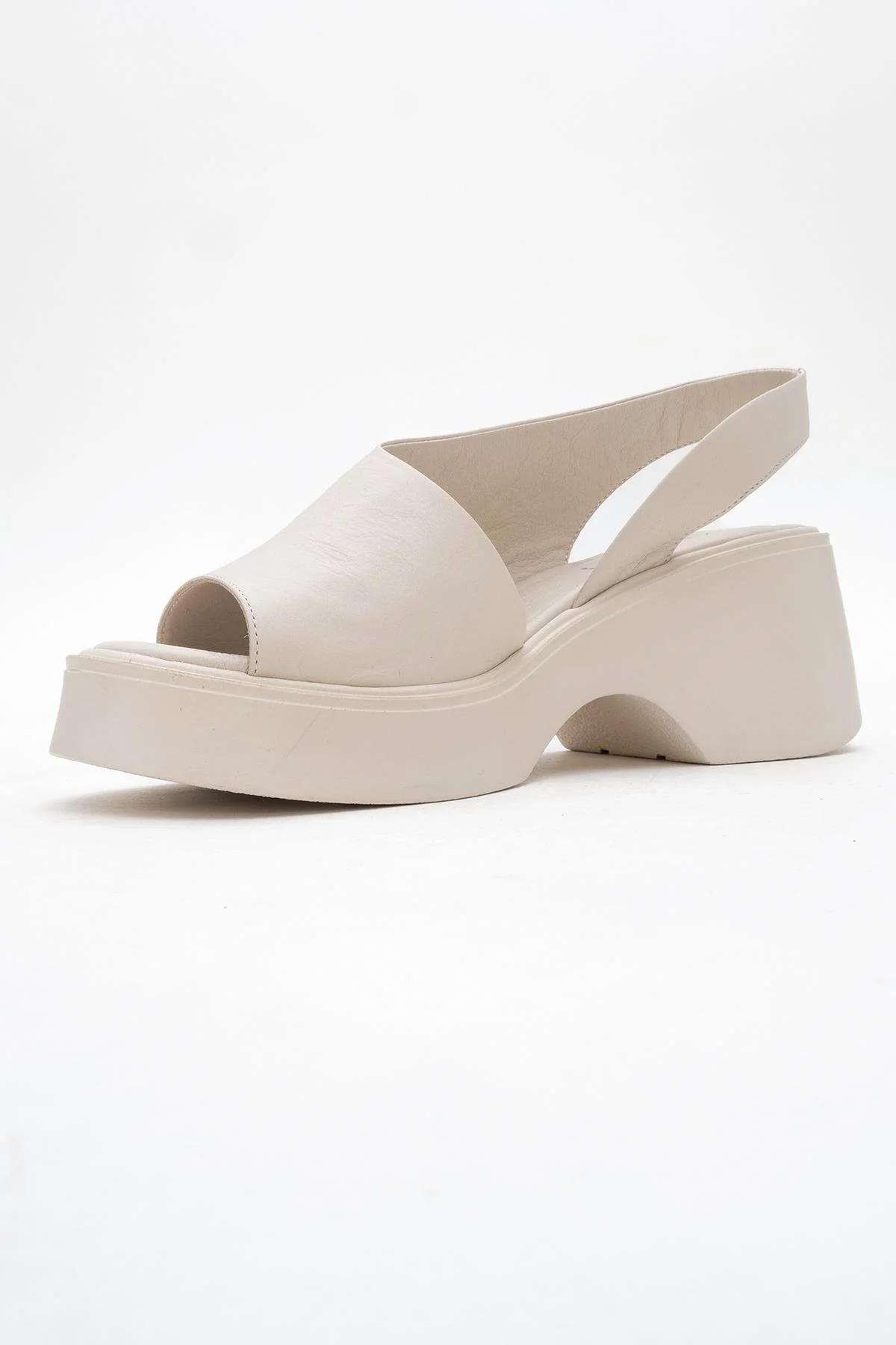 ROY Beige Leather Wedge Sandal (Women) - Image 4