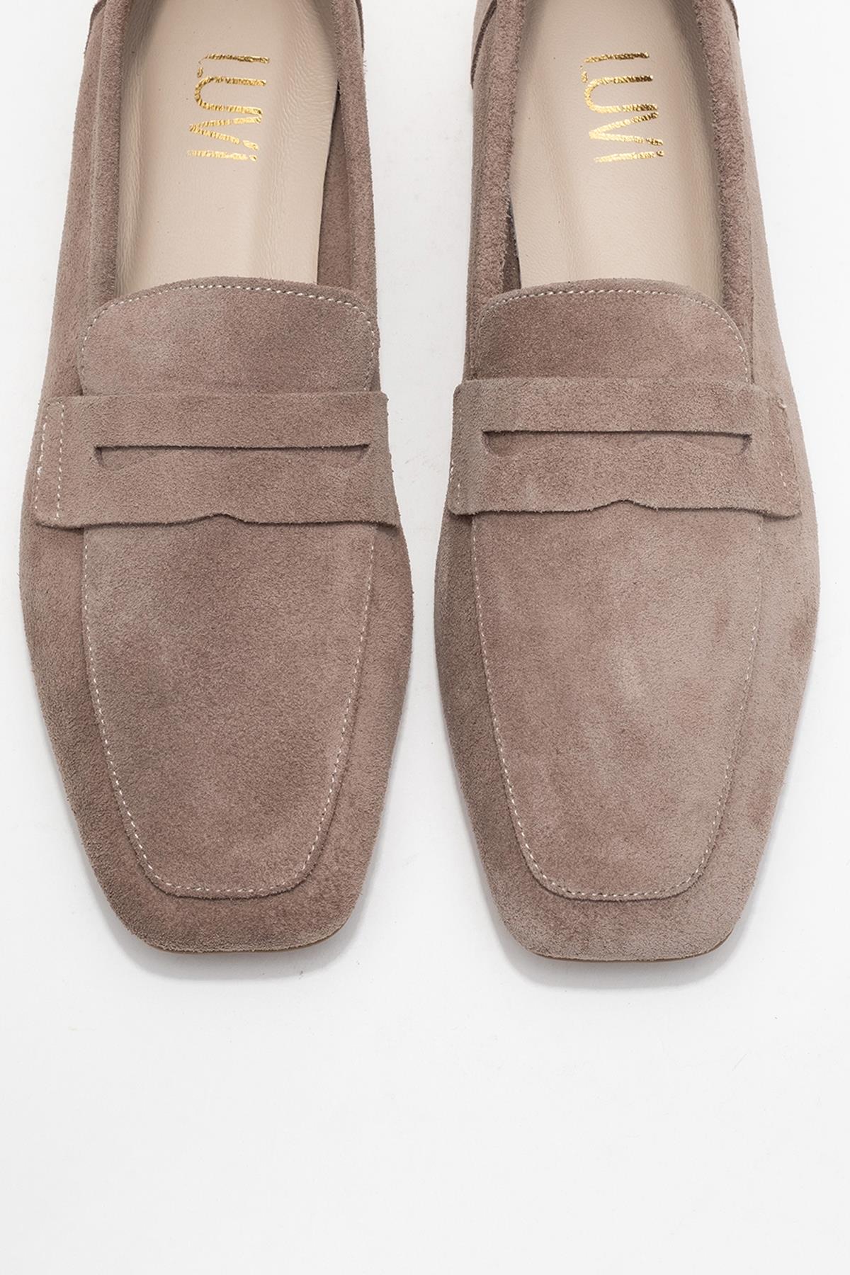 Rubra - Taupe Suede Genuine Leather Loafer (Women) - Image 2
