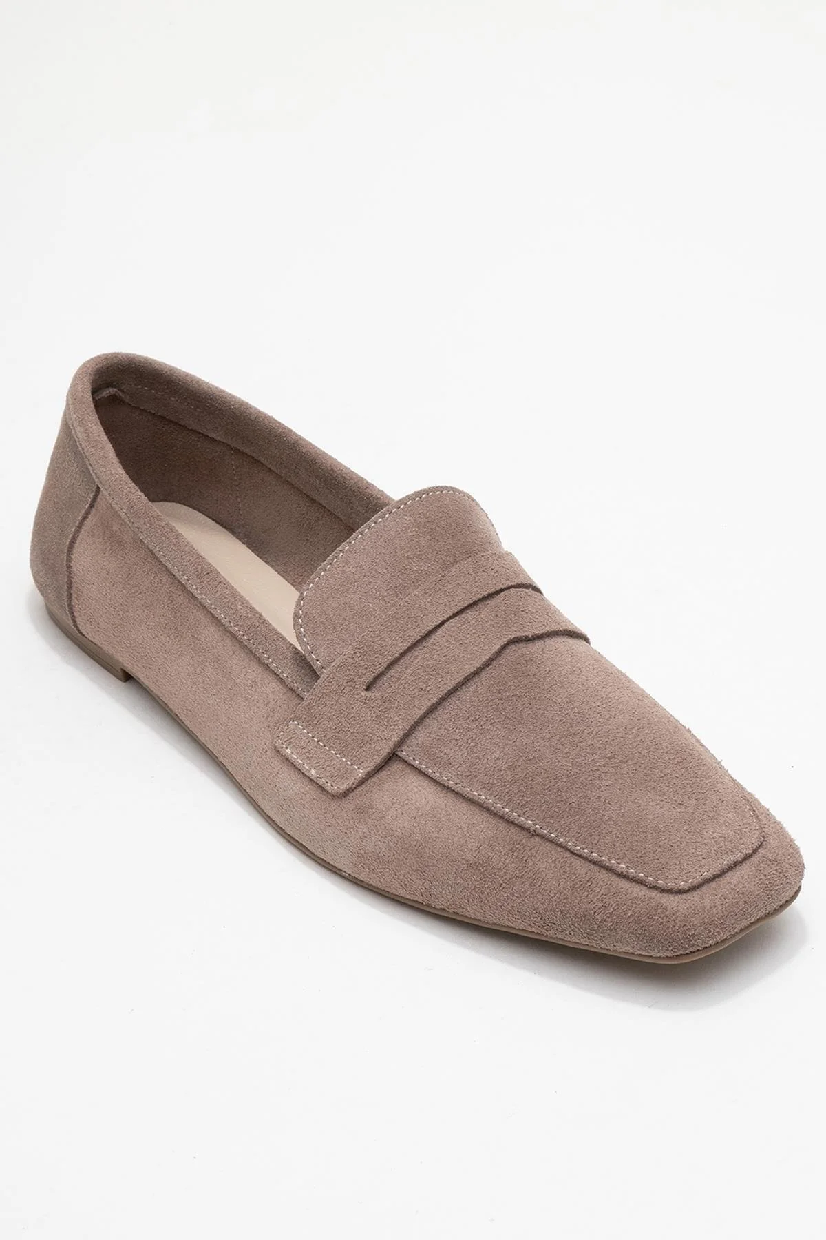 Rubra - Taupe Suede Genuine Leather Loafer (Women) - Image 3