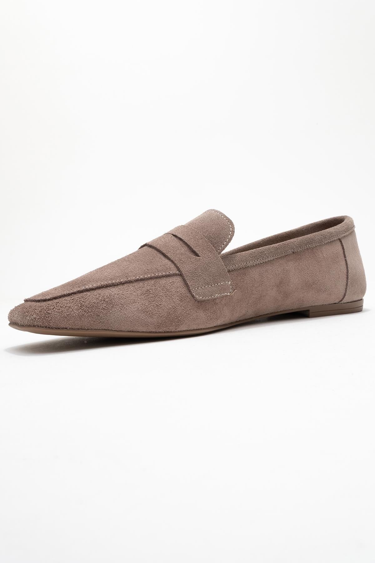 Rubra - Taupe Suede Genuine Leather Loafer (Women) - Image 4