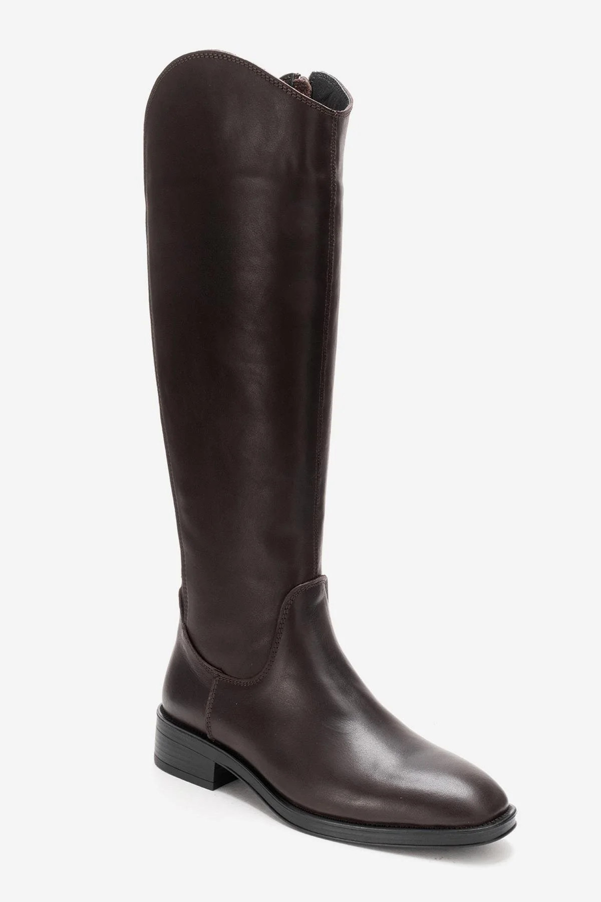 RUIZ - Brown Genuine Leather Low Heel Knee-High Boot (Women) - Image 8