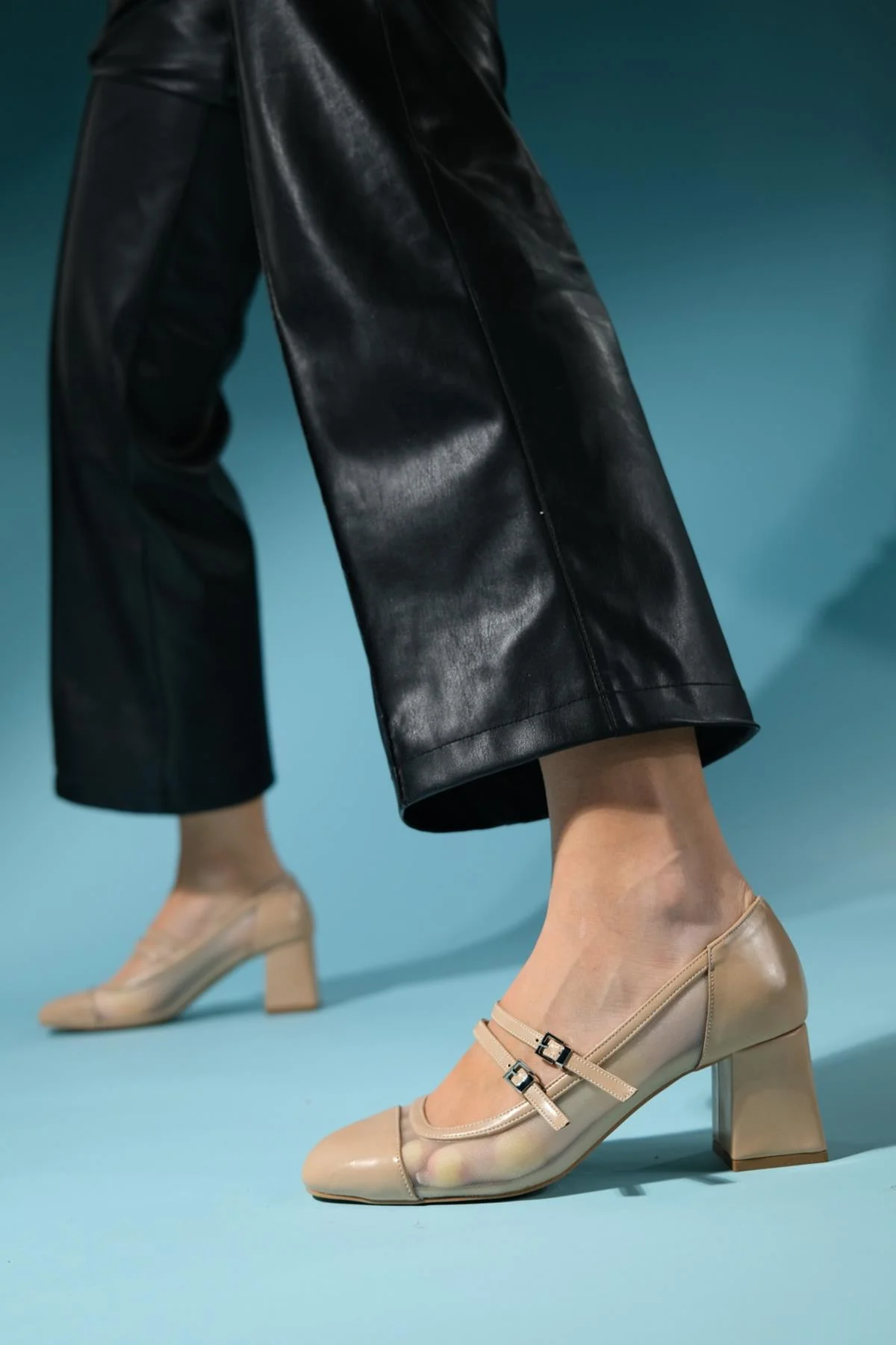Scots - Beige Block Heel Shoe (Women) - Image 4