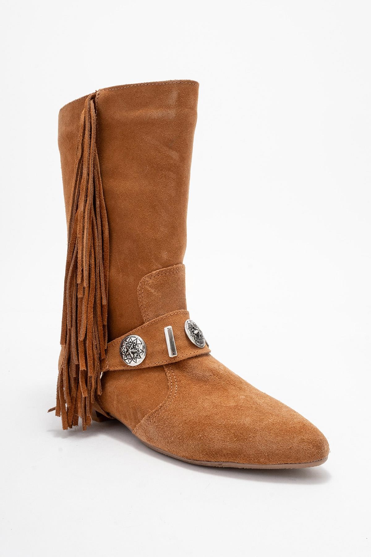 Selora - Cognac Suede Genuine Leather Western Boot (Women) - Image 3