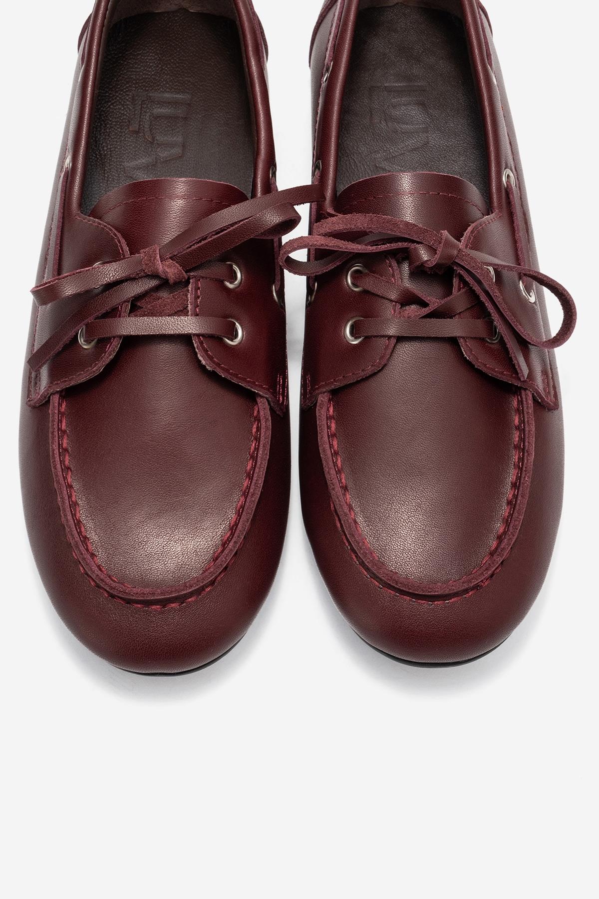 Serelis - Burgundy Genuine Leather Lace-Up Loafer (Women) - Image 2