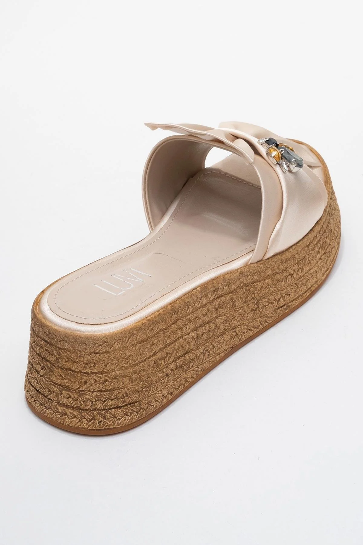 Shara Beige Satin Bow & Bee Buckle Platform Sandal (Women) - Image 5