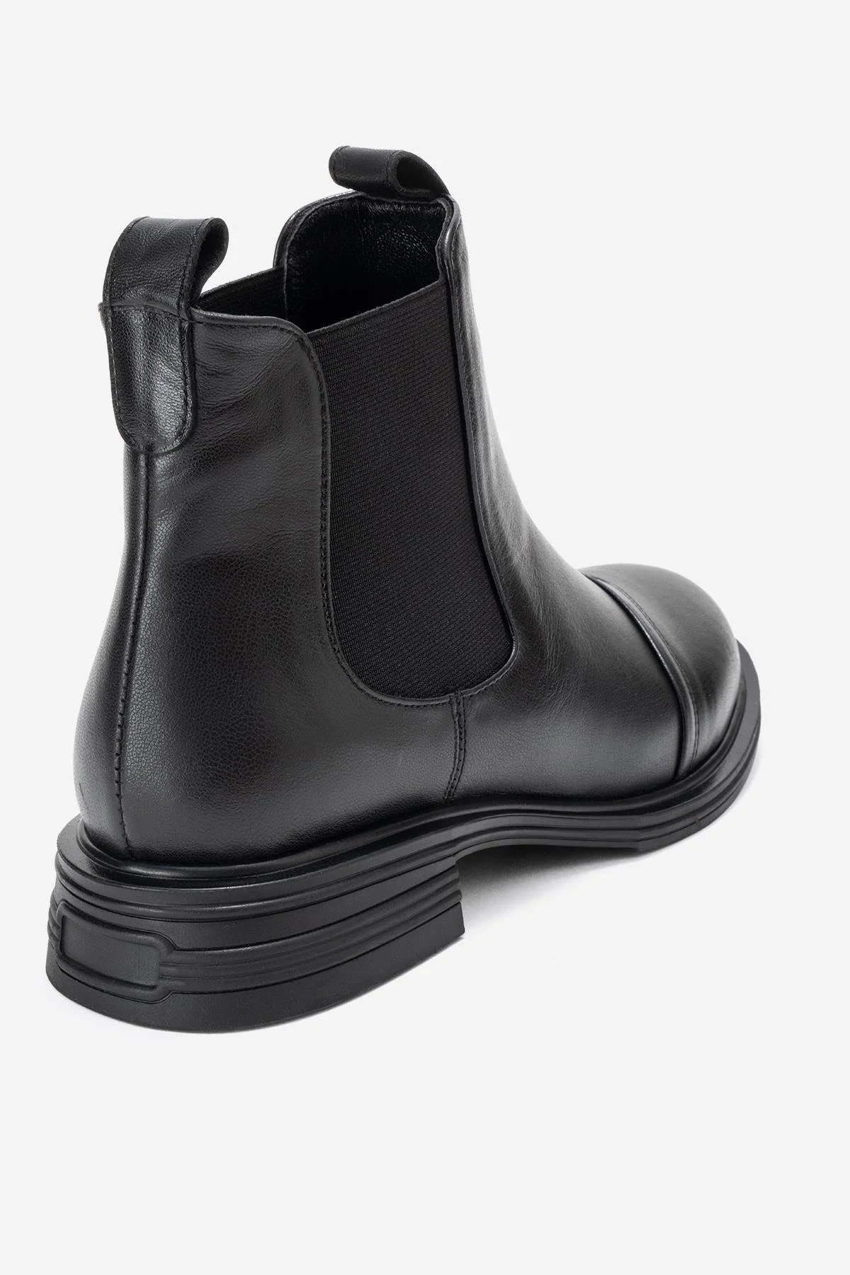 Sidney - Black Genuine Leather Buckled Elastic Chelsea Boot (Women) - Image 5