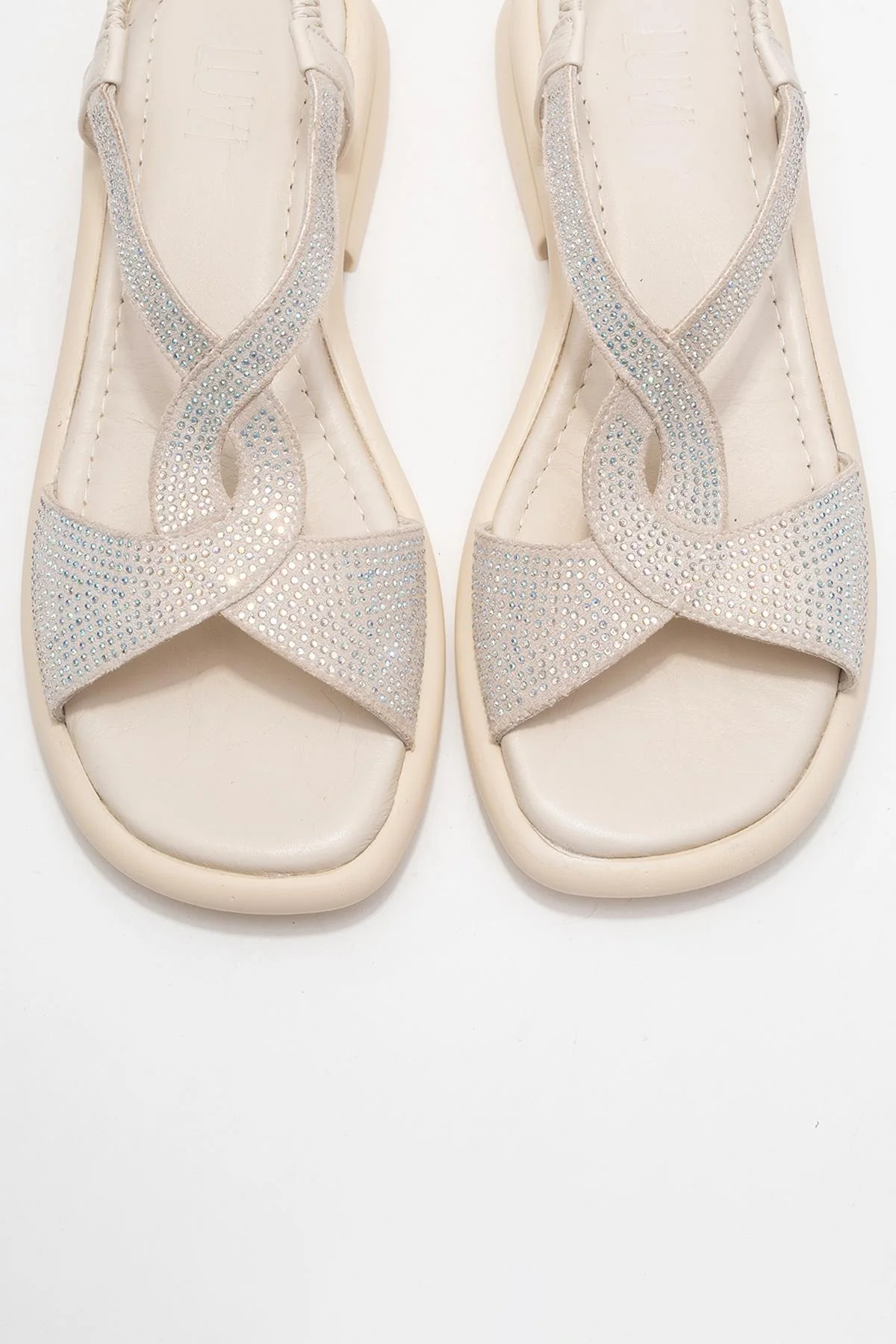 Sieglinde Light Beige Embellished Leather Sandal (Women) - Image 2