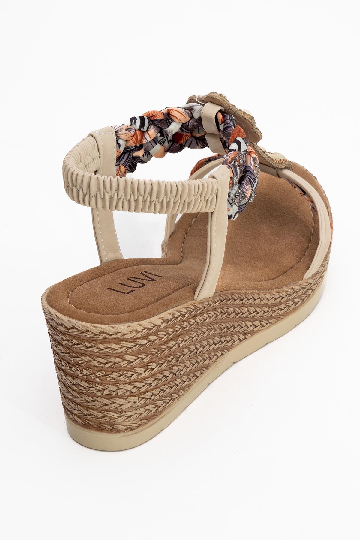 Sogno - Beige Rhinestone Espadrille Sandal (Women) - Image 5