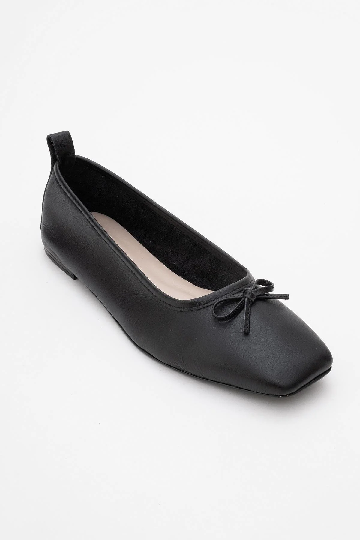 Sosa - Black Genuine Leather Square-Toe Bow Ballet Flat (Women) - Image 3