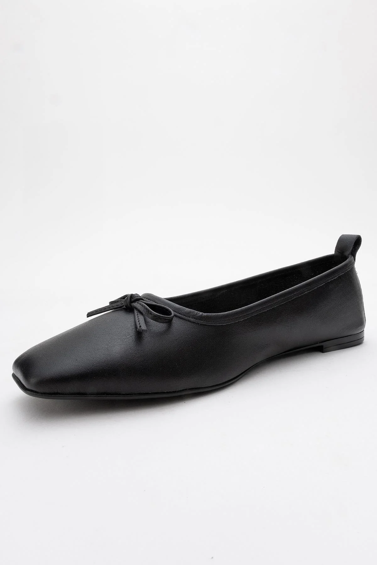 Sosa - Black Genuine Leather Square-Toe Bow Ballet Flat (Women) - Image 4