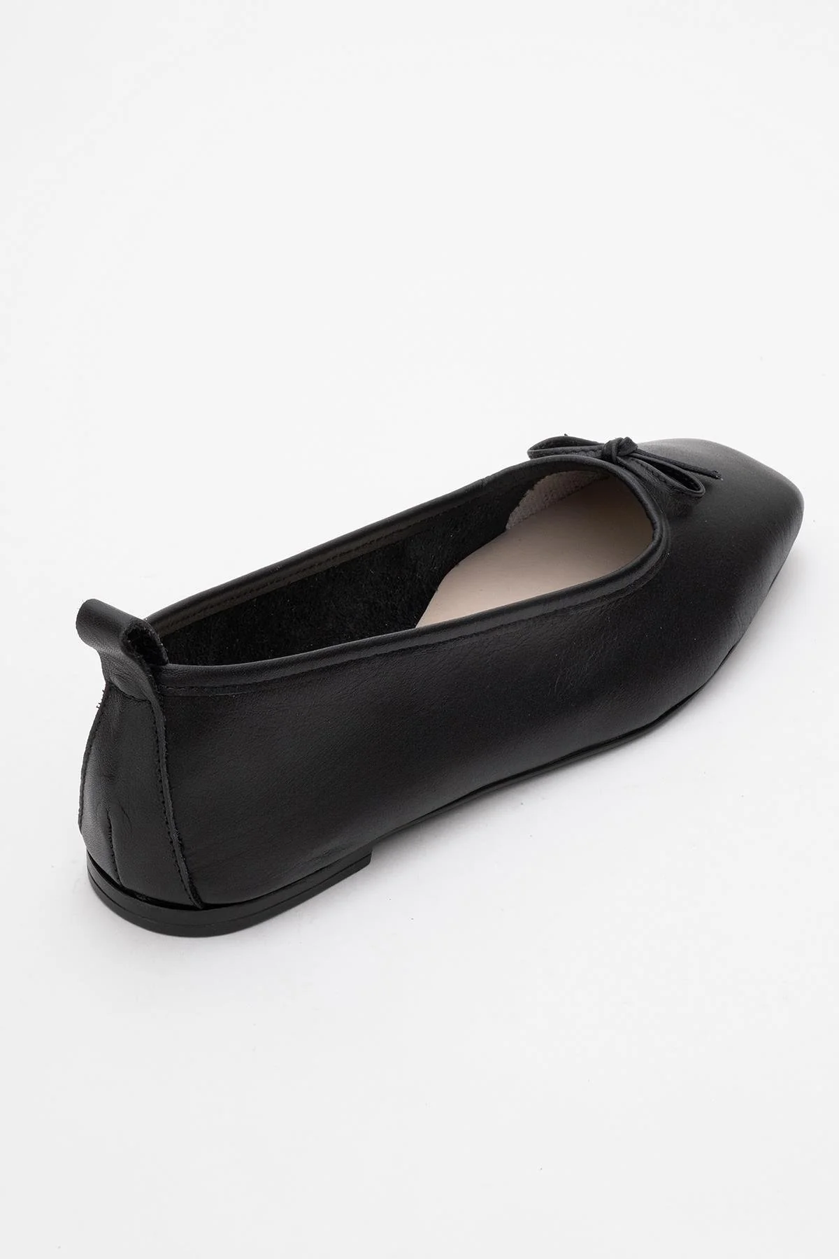 Sosa - Black Genuine Leather Square-Toe Bow Ballet Flat (Women) - Image 5