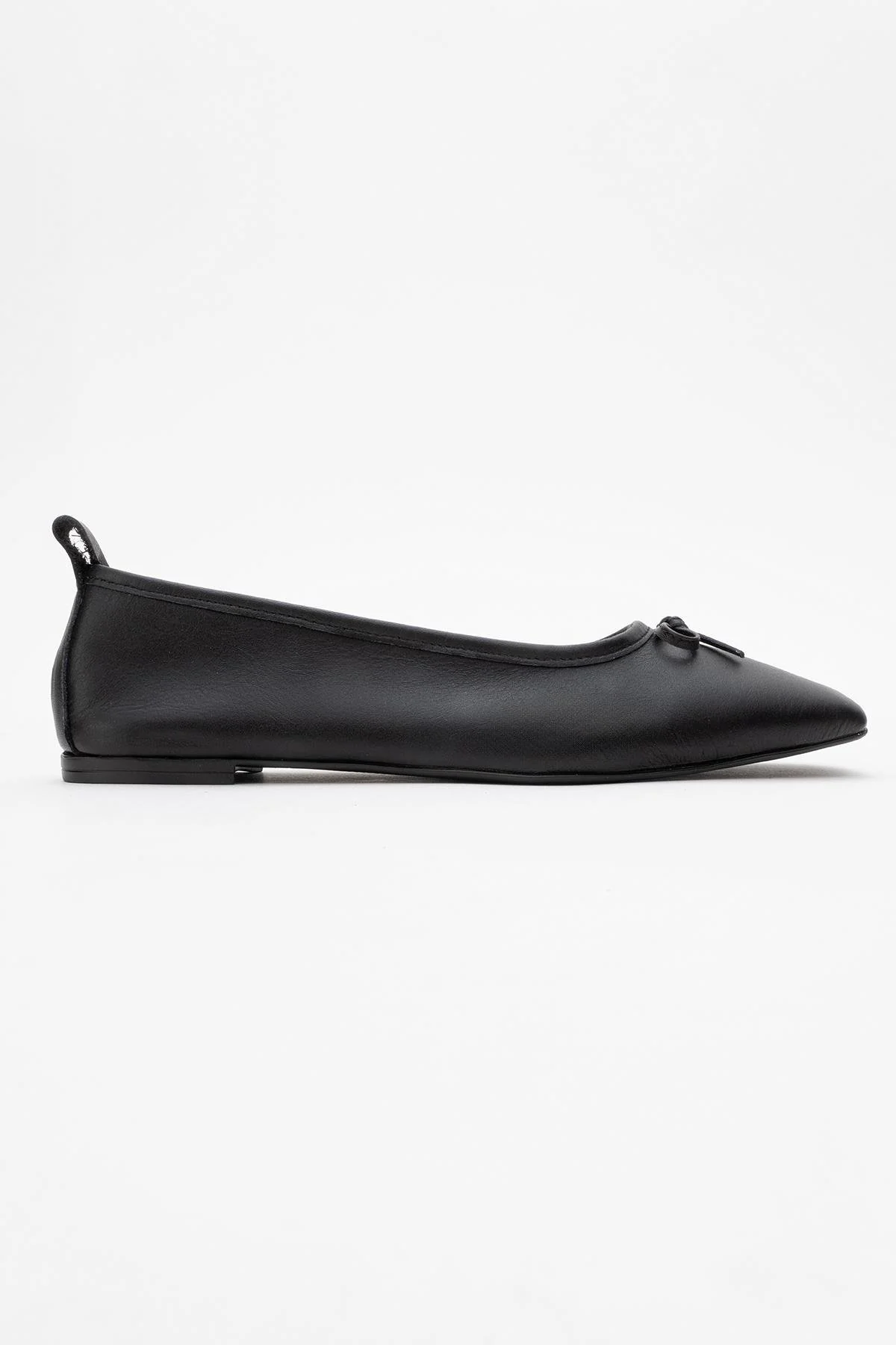 Sosa - Black Genuine Leather Square-Toe Bow Ballet Flat (Women) - Image 6