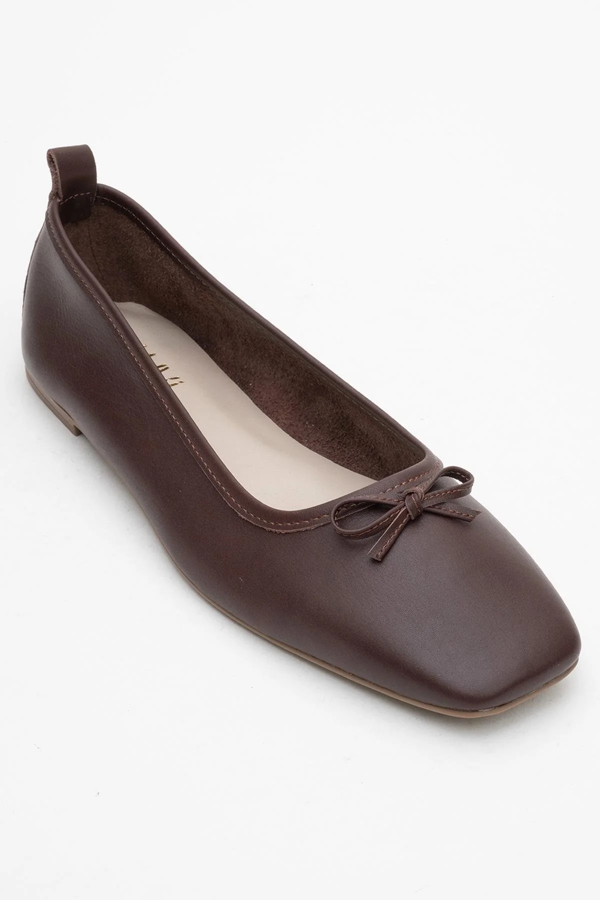 Sosa - Brown Genuine Leather Square-Toe Bow Ballet Flat (Women) - Image 3