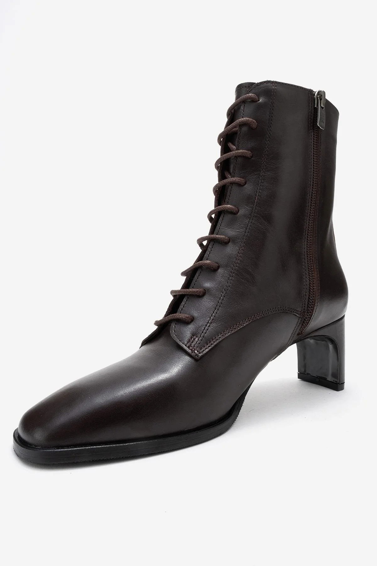 Sudy - Brown Genuine Leather Lace-Up Block Heel Boot (Women) - Image 4